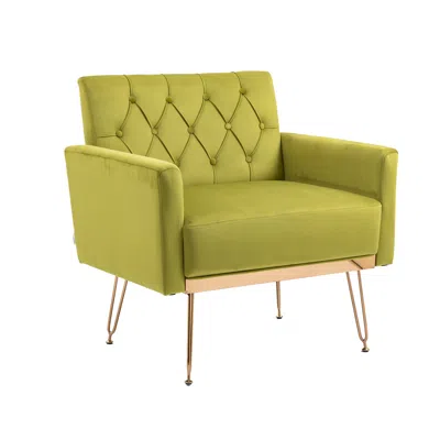 Simplie Fun Accent Chair,leisure Single Sofa With Rose Golden Feet,olive Green