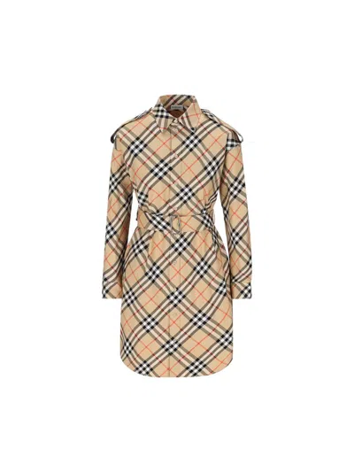 Burberry Dresses In Sand Ip Check