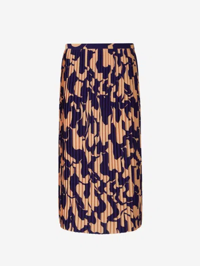 Dries Van Noten Pleated Midi Skirt In Special Printed Motif