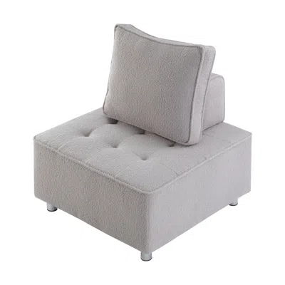 Simplie Fun Living Room Ottoman Lazy Chair In Neutral