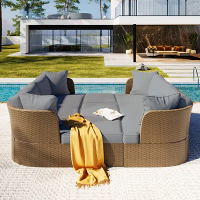 Simplie Fun Customizable Outdoor Patio Furniture Set, Wicker Furniture Sofa Set With Thick Cushions, Suitable Fo In Brown