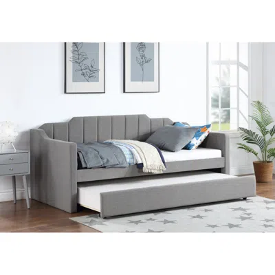 Simplie Fun Upholstered Twin Size Daybed With Trundle,gray In Blue