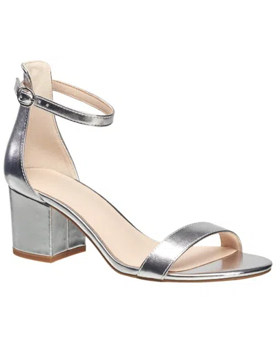 H Halston Womens Vegan Leather Ankle Strap Heel Sandals In Silver