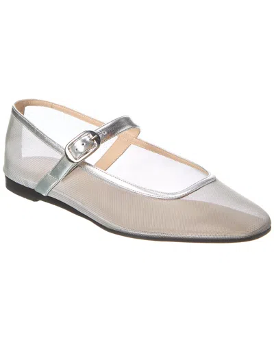 Le Monde Beryl Mary Jane Mesh & Leather Ballerina Flat In Silver