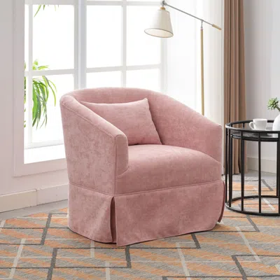 Simplie Fun 360-degree Swivel Accent Armchair Linen Blend Pink