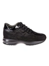 Hogan Interactive Suede & Satin Sneakers In Black