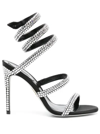 René Caovilla Cleo Embellished Open Toe Sandals In Black