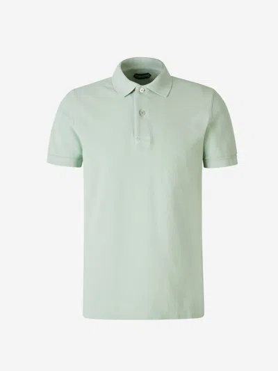 Tom Ford Cotton Pique Polo In Mint Green