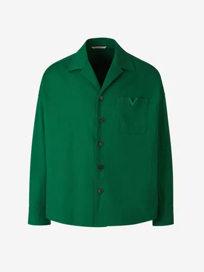 Valentino Cotton Logo Jacket In Front Pocket With Metallic Logo