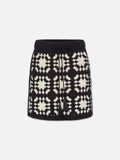 Frame Crochet Tassle Skirt Navy Multi Cotton In Black