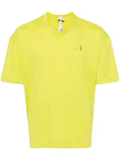 Ten C Logo-embroidered Cotton T-shirt In Yellow