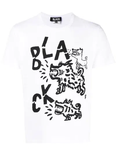 Black Comme Des Garçons Logo-print Short-sleeve T-shirt In White