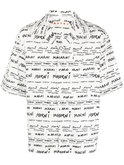 Marni Logo-print Short-sleeved Shirt In White