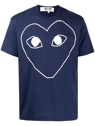 Comme Des Garçons Play Logo-print Short-sleeved T-shirt In Blue