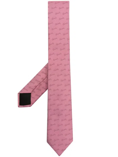 Givenchy Logo-print Silk Tie In Purple