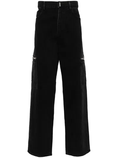 Givenchy Logo-print Straight-leg Jeans In Black