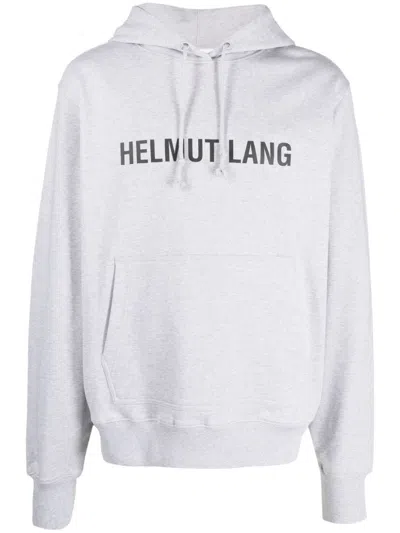 Helmut Lang Logo-print Stretch-cotton Hoodie In White