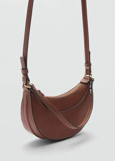 Mango Oval Shoulder Bag Leather In Brown