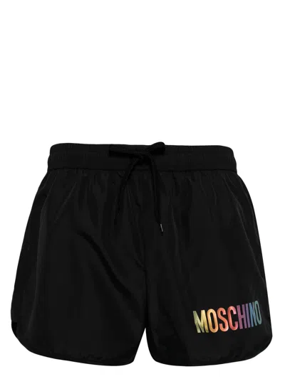 Moschino Logo-print Swim Shorts In 0555 Black