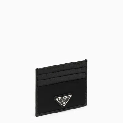 Prada Black Saffiano Card Case With Logo Triangle