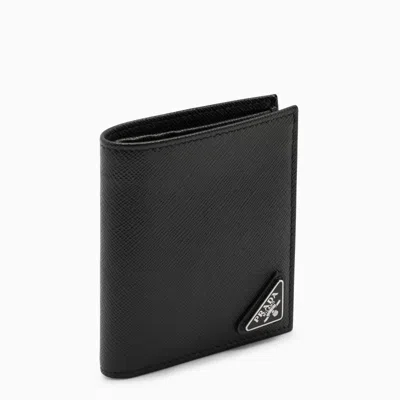 Prada Black Saffiano Wallet With Plaque