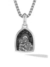 David Yurman Men's St. Anthony Pendant With Diamonds In Silver, 33mm In Black Diamond