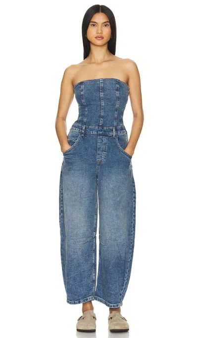 Free People X We The Free Je Suis Pret Barrel Jumpsuit In Blue