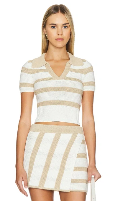 L'academie By Marianna Drea Striped Knit Top In Beige