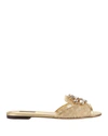 DOLCE & GABBANA Jeweled Gold Lace Flat Sandals,CQ0023AE63780997