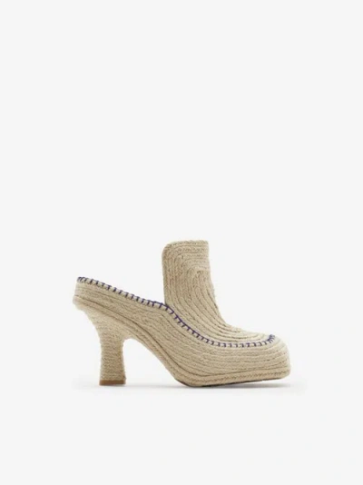 Burberry Cord Woven Mules In Natural