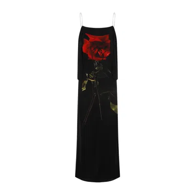 Alexander Mcqueen Open-back Floral-print Silk-chiffon Maxi Dress In Black