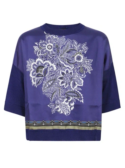 Etro Cropped Floral Top In Blue