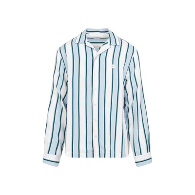 Etro Logo Embroidered Striped Shirt In White