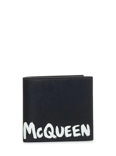 Alexander Mcqueen Man Black Leather Wallet