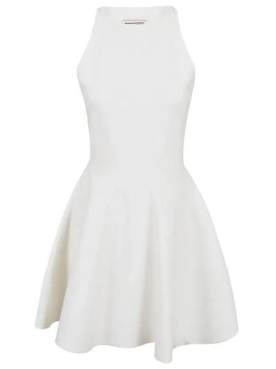 Alexander Mcqueen "mini Knitted Skater Dress In White