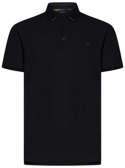 Etro Black Cotton Pique Polo Shirt