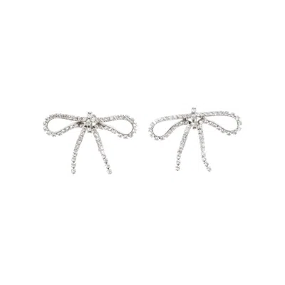 Balenciaga Archive Ribbon Crystal-encrusted Earrings In Silver Crystal