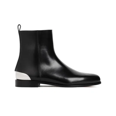 Alexander Mcqueen Black Silver Leather Boots