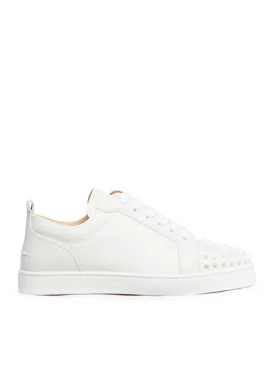 Christian Louboutin Louis Junior Spikes Flat Calf Ds In White