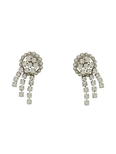 Alessandra Rich Crystal Cascade Earrings In Silver