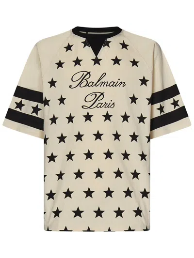 Balmain Signature Star T-shirt In Beige