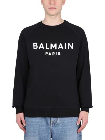 Balmain Printed Logo Sweatshirt In Black