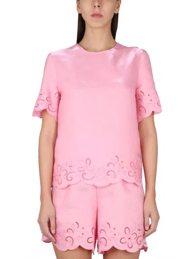 Boutique Moschino Lace-detail Top In Pink
