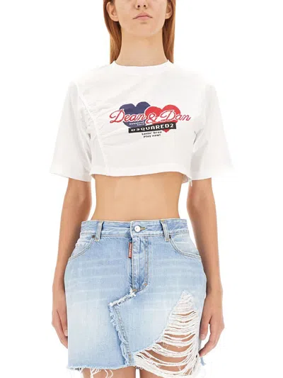 Dsquared2 Cropped Fit T-shirt In White