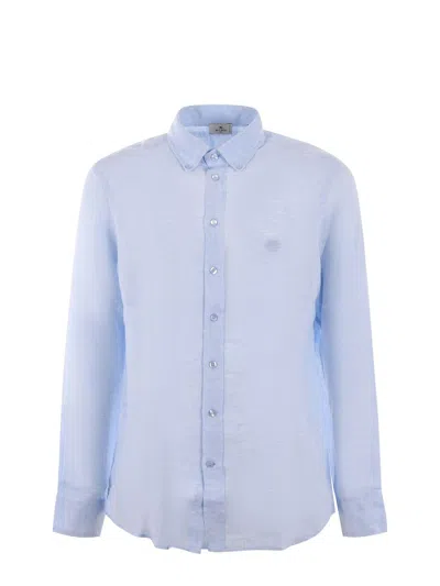 Etro Light Blue Melange Effect Linen Shirt