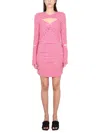 Ganni Love Potion Checked Cut-out Minidress In Pink
