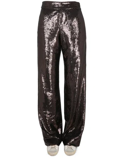 Golden Goose Sequined Pants In Charcoal