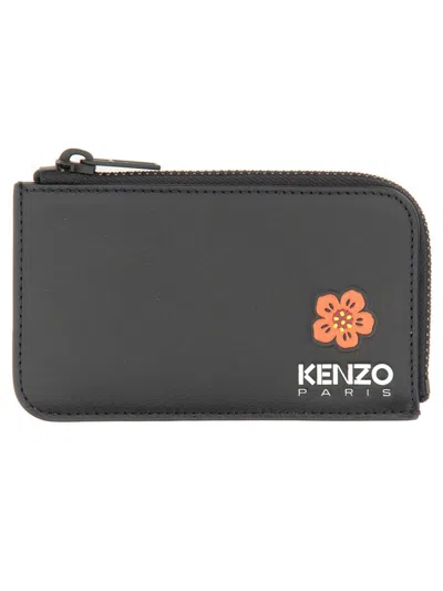 Kenzo Leather Card Holder In Black