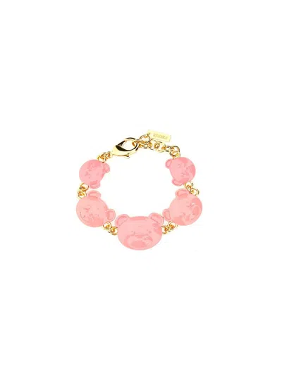 Moschino Teddy Bear Charm Bracelet In Pink