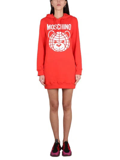 Moschino Sweatshirt With Logo Print In Red